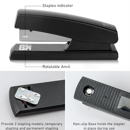 6 Pieces Desktop Staplers with 3000 Staples 24/6 Staples Heavy Duty Office Stapler 2-20 Sheet Capacity Desk Staplers for Student and Office Use (Black) image 1