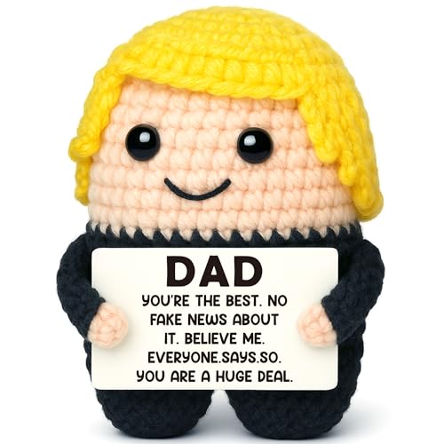 Image of Fathers Day Dad Gifts from Daughter Son Kids, First Fathers Day New Dad Gifts for Daddy, Best Daddy Ever Gift, Father Birthday Gift, I Love You Present for Dads, Funny Handmade Crochet Men Present