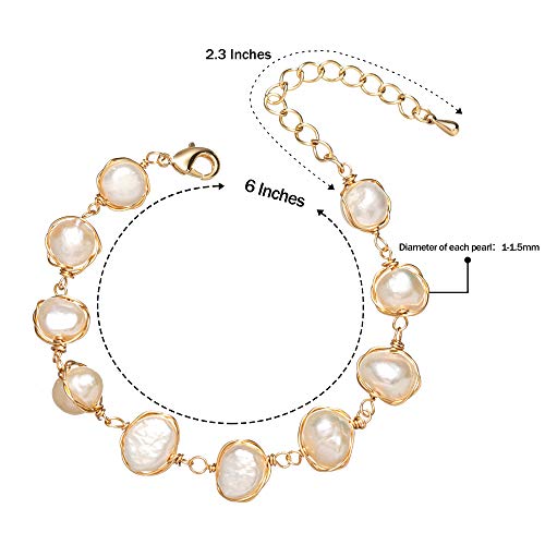 Cowlyn Pearl Bracelet Baroque Cultured Handmade Wind Bossimi 18K Gold Plated Work Around Silk Adjustable Charm Fashion Valentine Delicate Vintage Jewelry4