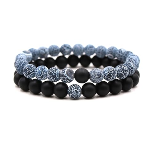 FORUBUS 2Pcs Lava Rock Beaded Stretch Bracelets, Tiger Eye Turquoise Natural Stone Beads Bracelet Used As Essential Oil Diffuser for Women Men Yoga Meditation Aromatherapy Jewelry