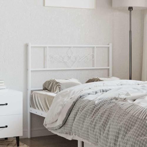 Bucmath Tête de lit de Remplacement métal Blanc 75 cm, Acier Robuste Stable, Design Classique, Compatible Lits à Tubes Ronds, Fixation avec vis M6, Soutien...