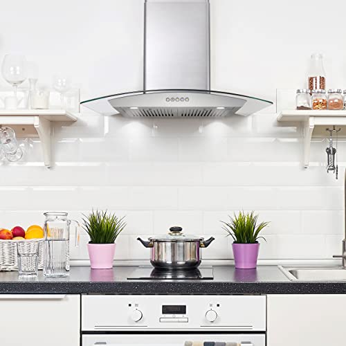 COSMO COS-668A750 30 in. Vista Collection 380 CFM Ducted Wall Mount Range Hood, Button Controls, LED Lights, Stainless Steel