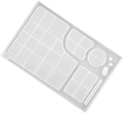 ADOCARN Molde de paleta de maquillaje epoxi, molde de bandeja de maquillaje, molde de silicona, molde de fundición, molde de anillo de resina,