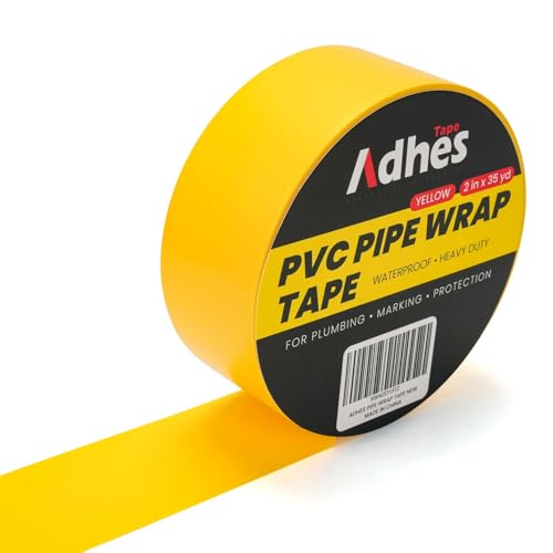 Image of ADHES PVC Pipe Wrap Tape, 2 Inch X 35 Yds, Corrosion Protection Pipe Tape, Weatherproof PVC Tape for Drain Pipe, Metal & Electrical Piping, Underground Pipe, Yellow