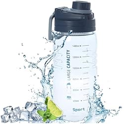Botella de agua, botella de agua, botella deportiva de 1,5 L, botella filtrante con indicador de mililitro, sin BPA, impermeable y reutilizable, botella infusor de té, botella de gimnasio, botellas de