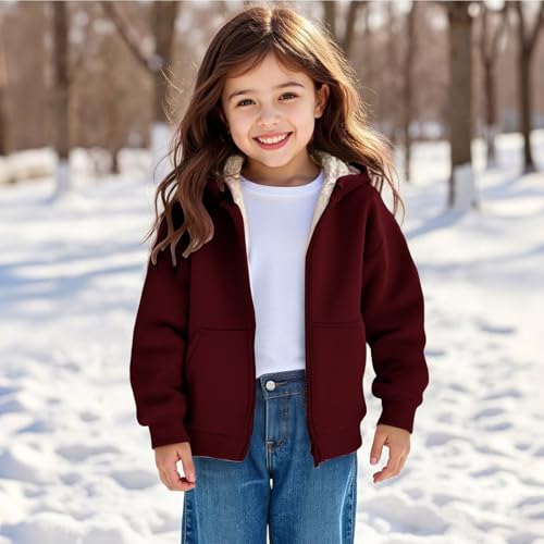 Kids Boy's Girl's Sherpa Fleece Lined Jacket Spring Fall Winter Zip up Sweatshirt Hoodie Soft Cozy Outerwear Coat Sweater Top3