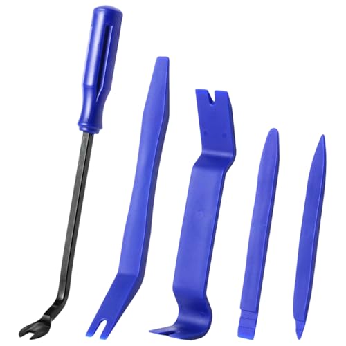 Kit d'outils de dépose de garniture automatique, ensemble d'outils levier en plastique sans rayures pour moulage tableau bord panneau porte, bleu