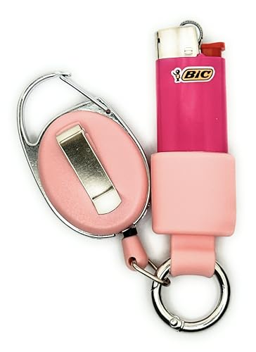 Lighter Locators - Mini BIC Retractable Lighter Holder - 10 Colors - Perfect Keychain Lighter Holder for Your J5 BIC Lighter - Lighter Case Pouch Holder | Lighter Not Included (Pink)