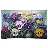 KJIZMO Flower Painting Dog Bed Mat, Soft Comfortable Warm Crate Pad with Anti-Slip Bottom, Machine Washable Pet Mattress for Pets Sleeping for Large Medium Dogs & Cats 36x24in