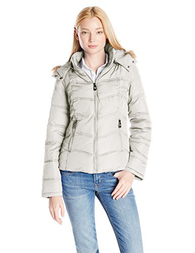 U.S. Polo Assn. Junior's Puffer Jacket with Faux Fur-Trimmed Hood