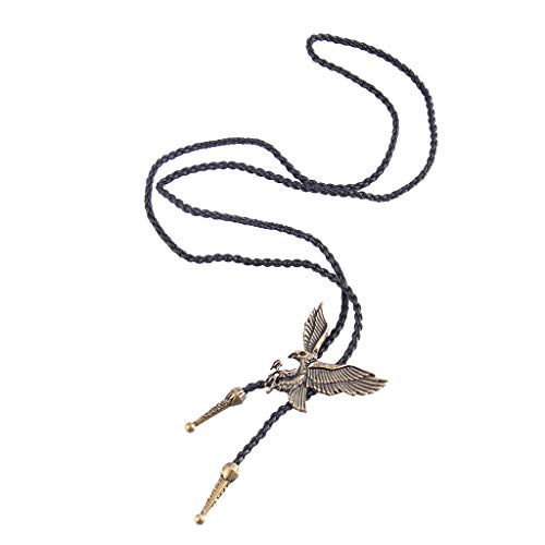 F Fityle Homens Couro De Vaqueiro Vintage Eagle Rodeo Bolo Tie Gravata Cord Eagle Pendant - Bronze a