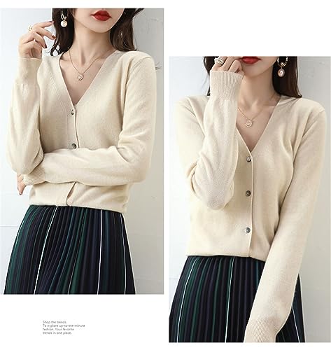 Women's V-Neck Sweater Knitted Cardigan Thin Loose Coat Spring and Autumn Long Sleeved Short Knitwear2
