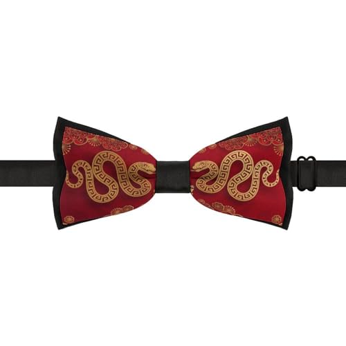 GoasNei Year Of The Snake 2025 Happy Chinese New Year 2025 Bow Tie for Men Adjustable Necktie Funny Tie Neck Ties for Weddings Party