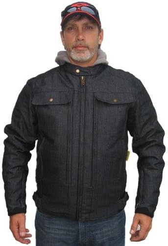 16 Pockets Men Armored Black Denim Motorcycle 2 in 1 Fleece Hooded Jackets M-4XL (3XL)