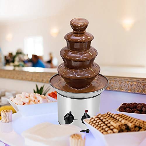 Micnaron 32 Ounce Chocolate 304 Stainless Steel Chocolate Pro Fountain.2 Lb Capacity Chocolate Fondue Fountain,4 Tiers Electric Chocolate Fountain For Party #TOP4