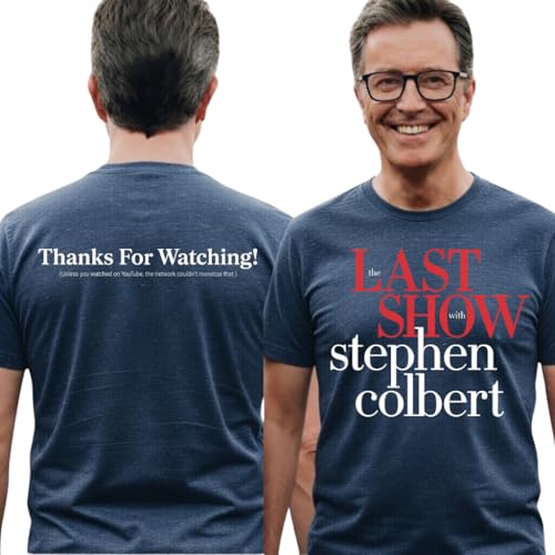 Thanks for Watching T-Shirt The Last Show Stephen Colbert 2026 Shirt The Late Show Tee (US Alpha X-Large Regular Regular Heather Navy)