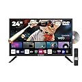Audiobox Smart LED HDTV with Built-in DVD Player, AC/DC Compatible, Perfect for RVs, Movies, Gaming, HDMI, USB, 12V Included Cable, Ideal for Travel, & Home Entertainment (24-Inch)