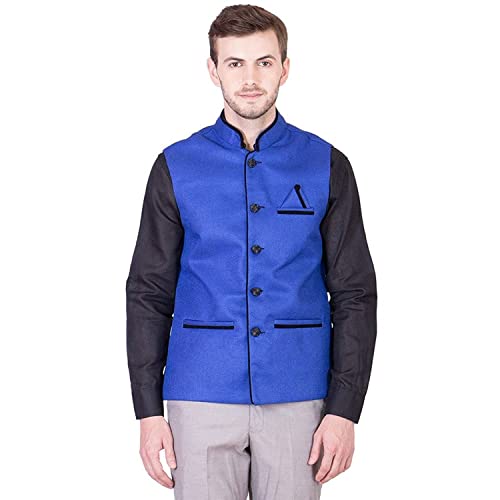 Image of FABOO Men's Jute Blend Solid Nehru Jacket Waistcoat, Regular Fit Ethnic Jacket