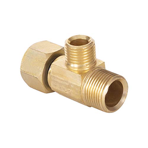 Image of Midline Valve 73314-OM-5 Add On Tee Fitting, Split Supply Line Outlet 3 /8 in. FIP COMP x Male MIP Brass (5 Pack), 3 /8 inch Fem x 3 /8 inch Male x 1 /4 inch Male