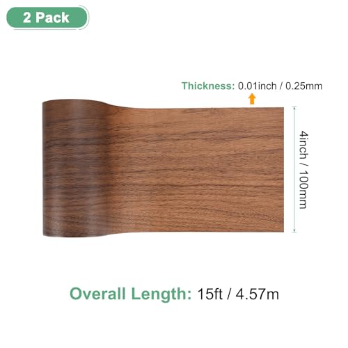 Image of M METERXITY 2-Rolls Wood Grain Repair Tape, 4 Inch x 15ft Self-Adhesive Wood Floor Tape, Realistic Textured Repair Patch, Contact Paper for Furniture /Floors /Home Decor [Dark Brown]