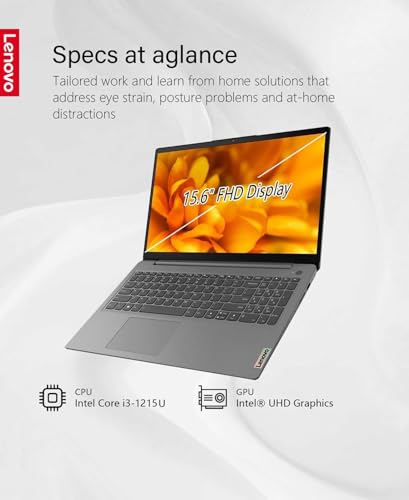 Image of Lenovo IdeaPad 15.6 inch FHD 1080p Touch Laptop - Intel Core i3-1215U - 24GB RAM - 1TB PCIe SSD - Wi-Fi 6 - Webcam - Cloud Gray - Windows 11 Home - Extra GaN Charger