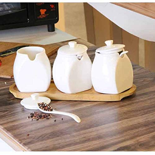 Pots à épices en verre, Pots à épices avec étiquette Ensemble de pots d'assaisonnement en céramique marbrée créative japonaise, boîte d'assaisonnement de cuisine, plateau en bois, couvercle en bois, h