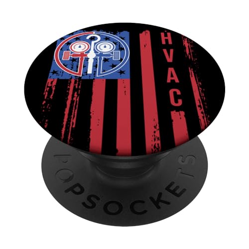 American HVAC Technician Flag Patriotic HVAC Mechanic Gauge PopSockets Standard PopGrip