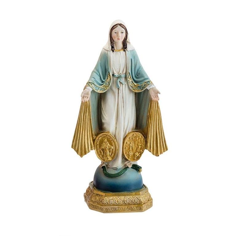DRW Figurine Vierge Miraculeuse Rayons Résine Peinte à la Main 20 cm
