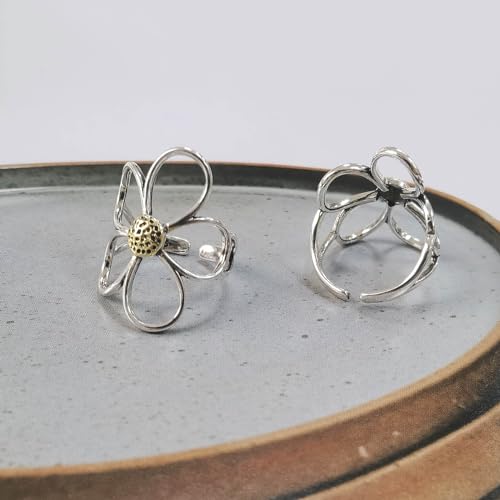 Flower Ring, Vintage Daisy Ring for Women, Adjustable April Birth Flower Ring Jewelry Gift3