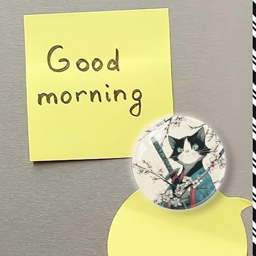 Imán de vidrio redondo con diseño de gato para decoración miniatura 6