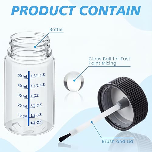 Image of Mumufy Touch up Paint Bottle with Brush Mixing Ball, Clear, 120 Pcs
