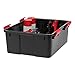 IRIS USA WeatherPro 31 Qt Storage Bins with Lids, 6 Pack, BPA-Free Plastic Gasket Box with Tight Latch and Seal, Stackable Nestable Tote Tub - Black/Red