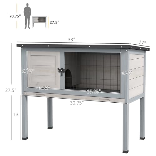 Pawhut USD51-119BK0131 Elevated Wooden Rabbit Hutch thumb #4