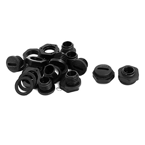 Aexit M12x1.5mm Nylon Transmission Male Threaded Cable Gland Screw End Cap Cover Black 10pcs