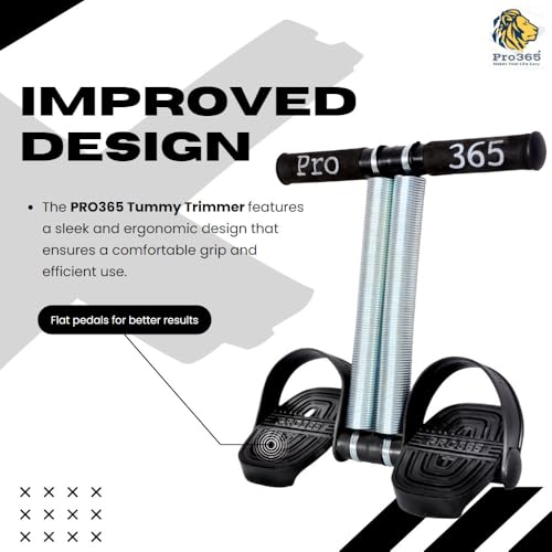 PRO365 Tummy Trimmer - Ultimate Ab Exerciser for Men and Women | Double Spring Waist Trimmers for Abdominal Workout and Core Strengthening | Home and Gym Fitness Equipment (Black)