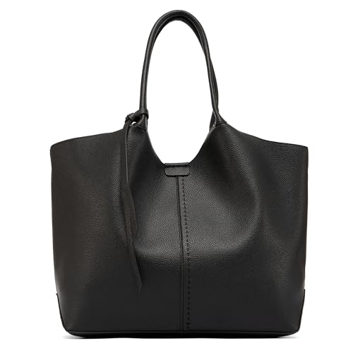 Image of NEWBELLA Tote Bag for Women, Vegan Leather Crossbody Shoulder Bag, Top Handle Satchel Purse for Work, Travel, Daily Use (Black-Tote)