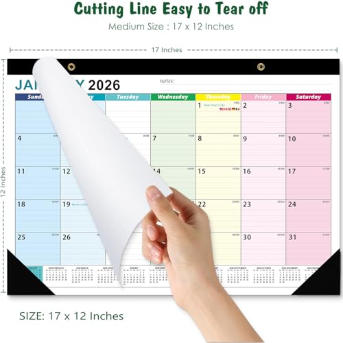 Wawasia Wall Calendar 2026-2027 Monthly Desk & Wall Calendar with Corner Protectors,18 Months, Thick Paper, To-do List and Notes (from Jan 2026 to Jun 2027)