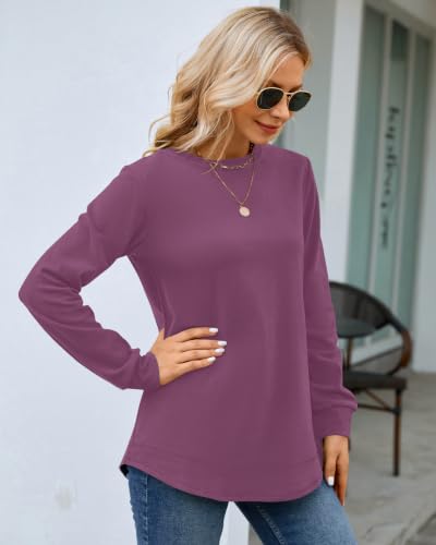 Image of MOLERANI Sweatshirts for Women Casual Long Sleeve Crewneck Shirt Tunic Tops | Pullovers, Soft Lightweight Warm Fabric, Loose Fit, Fall Winter Trendy Clothes, Daily Wear, Workout, Outdoor Outfits