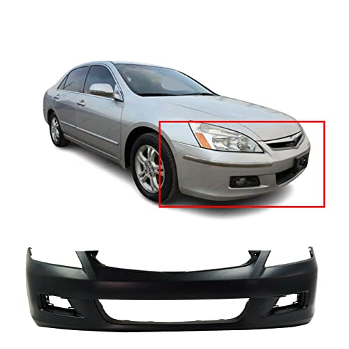 FitParts Compatible with Front Bumper Cover Fascia 2006-2007 Honda Accord Sedan EX LX SE Hybrid 06-07. New Primed Without Sensor Holes, With Fog Light Holes. HO1000235 04711SDLA90ZZ