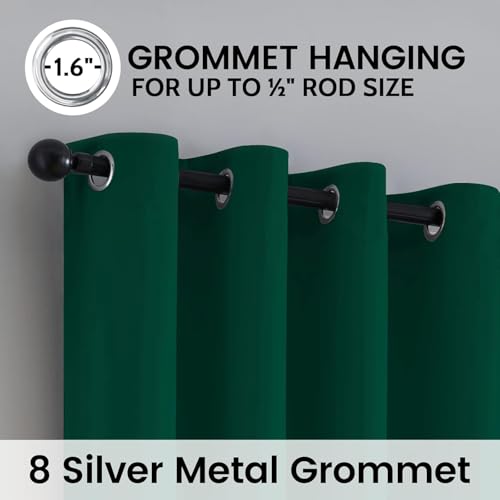 Image of SimpleHome Dark Green 100% Blackout Curtains Room Darkening Living Room 54