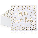 100 Pack Baby Shower Party Disposable Paper Napkin Set 12.9 x 12.9 Inch Decorative Guest Dinner Napk
