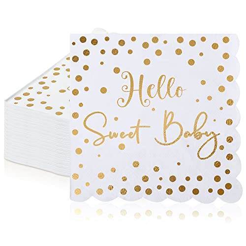 100 Pack Baby Shower Party Disposable Paper Napkin Set 12.9 X 12.9 Inch Decorative Guest Dinner Napkins Also Use For Table Decoration, Baby Birthday Party #TOP7