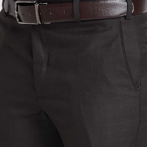 Image of Park Avenue Smart Fit Polyester Blend Checks Pattern Flat Front Formal Trouser