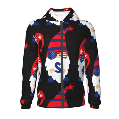 4th of July Gnomes Kids Pullover Hoodies Boys Zip Up Sweatshirts Girls Athletic Clothes with Pocket2