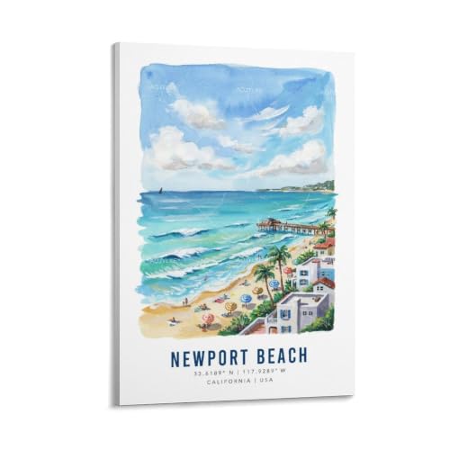 Poster de voyage Newport aquarelle, decoration murale vintage 40x60