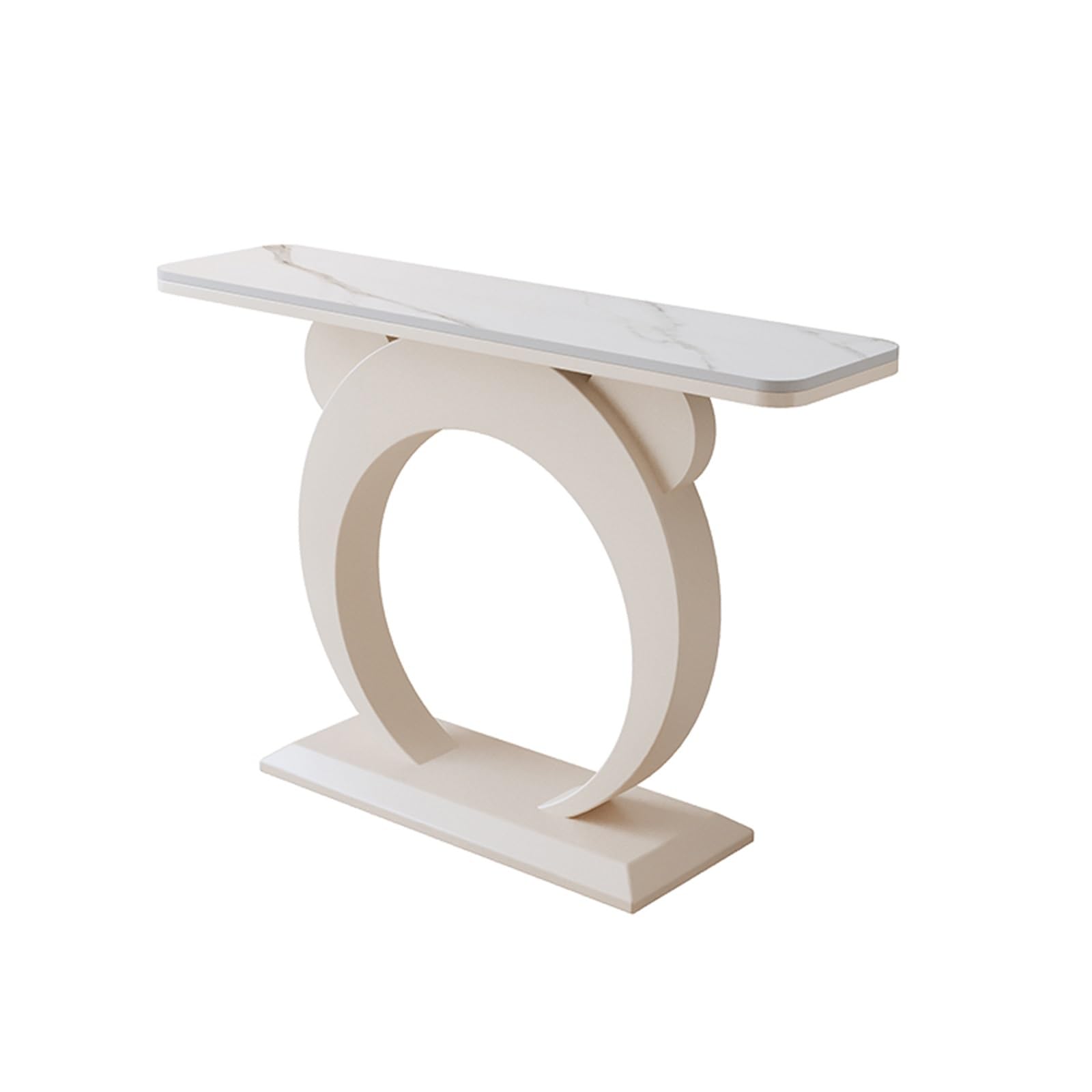 Table d'entrée étroite avec 2 niveaux de rangement, base en métal, plateau en bois pour couloir, salon