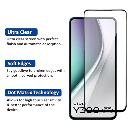 Image of AIBEX Tempered Glass for Vivo Y300 / Oppo F27 / Realme 13 / Realme P1 5G | 9H Hardness | Anti-Glare & Anti-Fingerprint | Water Resistant | Edge-to-Edge Full Screen Protector |Bubble-Free Installation