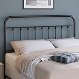 Golden Gate Beds Vintage Metal Headboards, Adjustable Height Iron Frame, Farmhouse Rustic Style, Elegant and Durable Design, Easy Assembly, Universal Fit for Kids & Adults, Queen Size, Black Finish