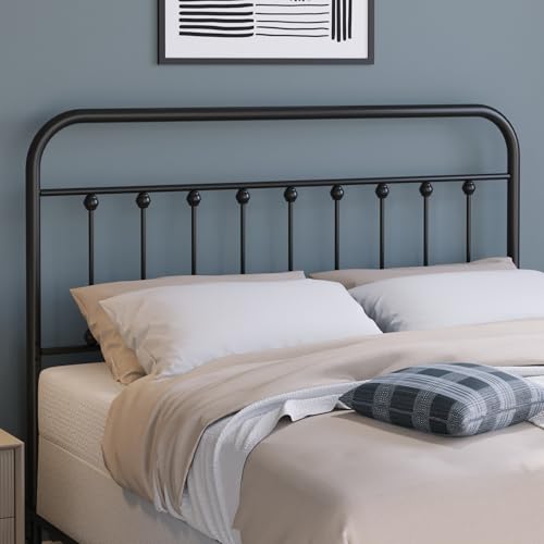 Golden Gate Beds Vintage Metal Headboards Adjustable Height Iron Frame Farmhouse Rustic Style Elegant and Durable Design Easy Assembly Universal Fit for Kids & Adults Queen Size Black Finish