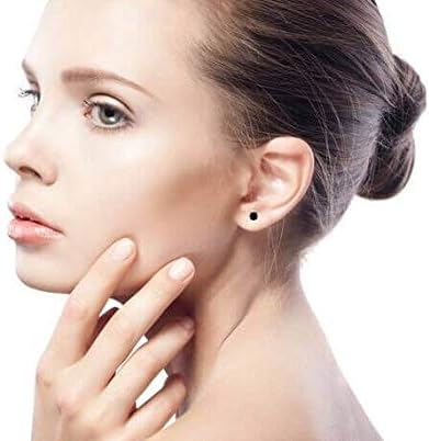 Black Round Solitaire Cubic Zirconia Stud Earrings For Men Women CZ Screw back Black Plated Sterling Silver 5 6 7 8 9 MM - Image 6